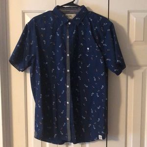Free Planet navy blue short sleeve dress shirt